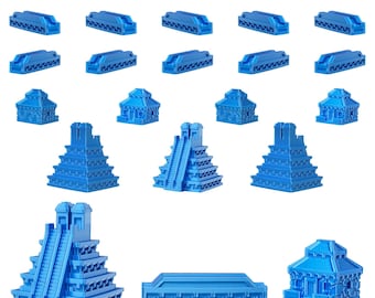 Aztec Empire Sets for Catan | Civilization Replacement Pieces | Cities, Settlements, Roads | 70 Colors