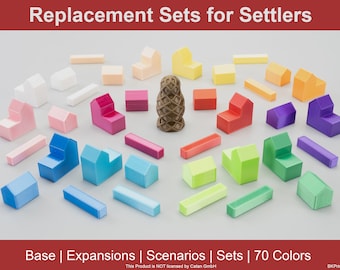Replacement Sets for Catan | Custom | Pieces | Tokens | Custom | Board Game | Settlers | 68 Colors