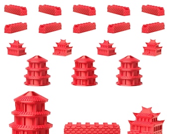 Chinese Empire Sets for Catan | Civilization Replacement Pieces | Cities, Settlements, Roads | 70 Colors