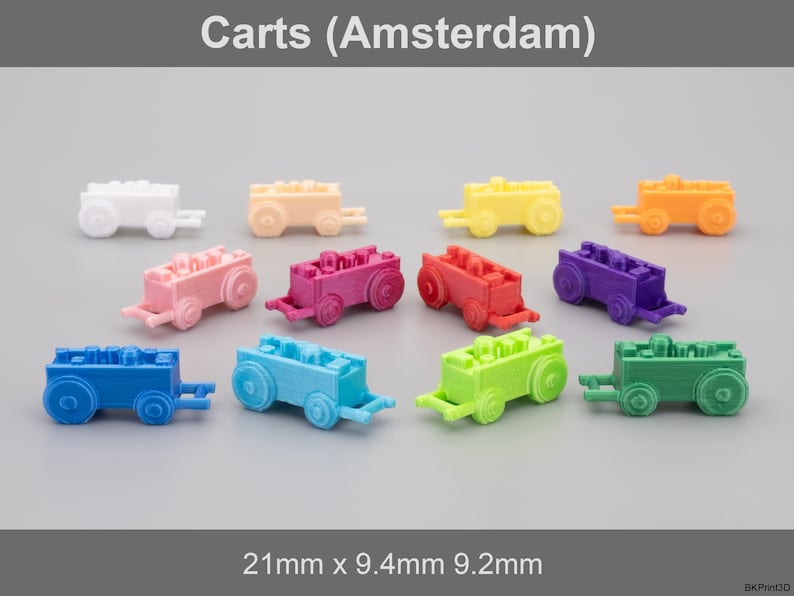 Carts | Amsterdam | Custom Board Game Tokens | 70 COLORS image 1