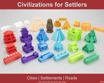 Unofficial Civilizations for Catan | Custom | Replacement | Board Game | Settlers | 3D Printed | Organizer | Accessories