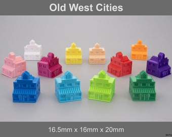 Old West Cities | Custom Board Game Tokens | 70 COLORS