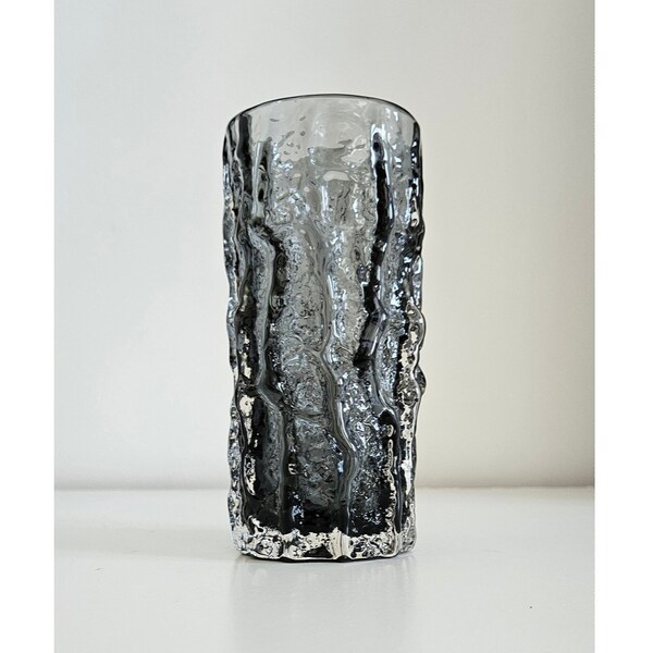 Vintage Whitefriars Glass Pewter Bark Vase Designed By Geoffrey Baxter