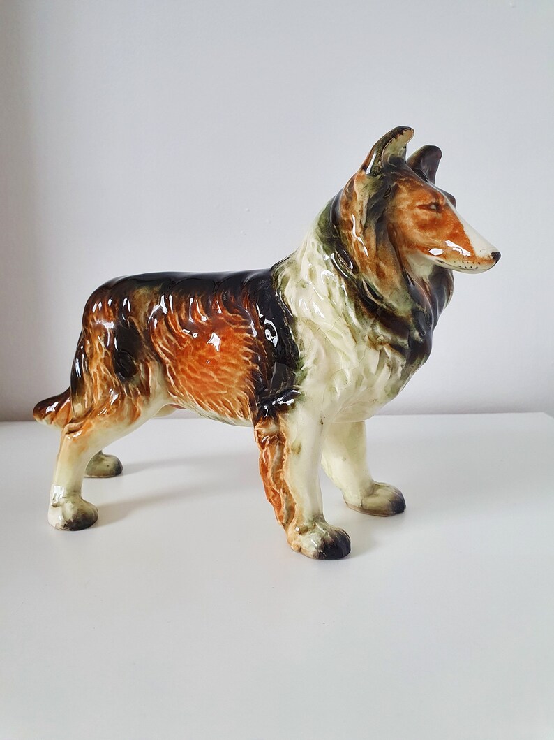 Vintage Large Ceramic Collie Dog Breed lassie Etsy