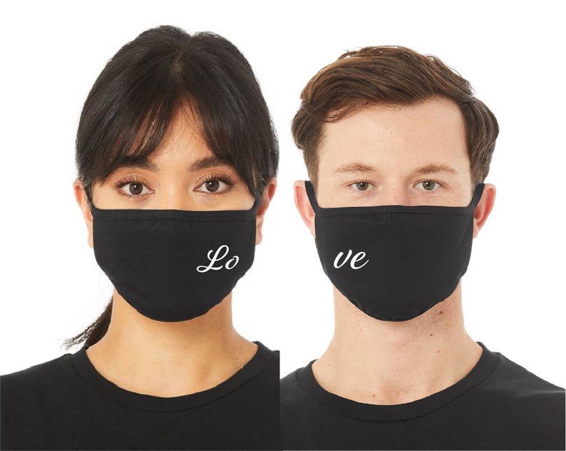 Love face mask matching couples face mask Face masks for Etsy