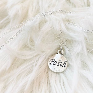 Silver FAITH Necklace • Revival Necklace • Faith Hope Love Jewelry • Sterling Silver Chain • Christian Necklace • Minimalist Silver Pendant