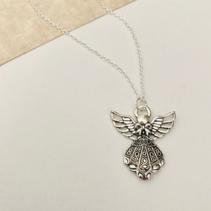 Little Silver Angel Necklace • Guardian Angel Necklace • 925 Sterling Silver Chain • Remembrance Jewelry • Watch Over You • Revival Jewelry