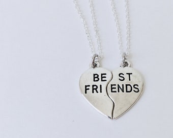 Best Friend Heart Necklaces • Set of 2 • Friends • 925 Sterling Silver • Best Friend Gift • Heart Jewelry • Set of two • BFF Heart Jewelry