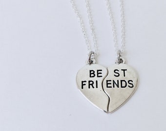 Silver Necklace Heart Partners Best Friends BFF Chain Pendant Friendship Gift YU Silver Necklace Heart Partners Best Friends BFF Chain Pendant Friendship Gift YU