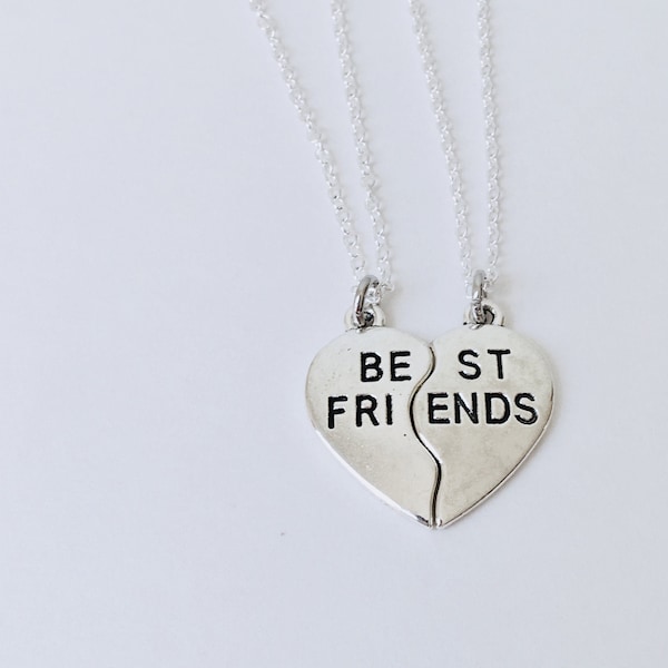 Best Friend Heart Necklaces • Set of 2 • Friends • 925 Sterling Silver • Best Friend Gift • Heart Jewelry • Set of two • BFF Heart Jewelry