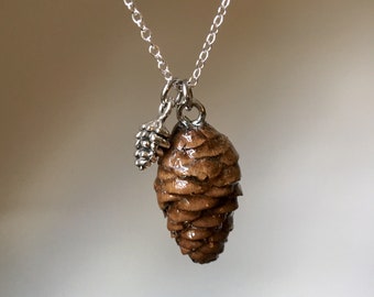 Real Pinecone Necklace • 925 Sterling Silver Chain • Small Pinecone • Forest Charm • Nature Jewelry • Silver Pinecone • Outdoor Woods Gift