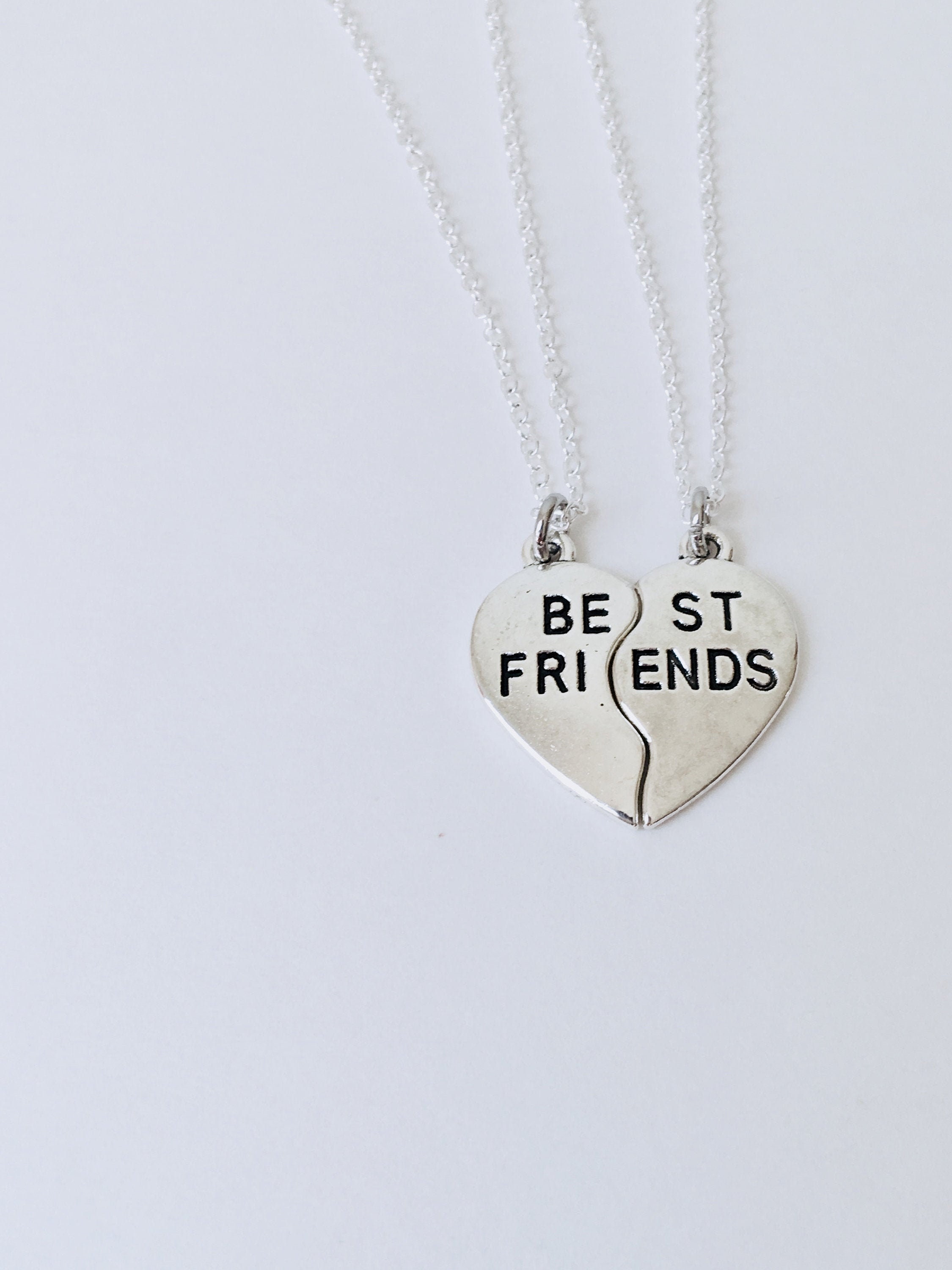 Best Friend Heart Necklaces • Set of 2 • Friends • 925 Sterling Silver • Best Friend Gift • Heart Jewelry • Set of two • BFF Heart Jewelry