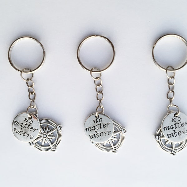 3 Keychain Set • Friendship Keychains for 3 Friends • Distance Gift Set • Friendship Gifts • Set of three • BFF • Compass • Travel Gift Set