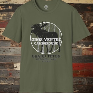 Gros Ventre Campplatz T-Shirt, Stier Elch Shirt, Wyoming Natur T-Shirt, Grand Teton Nationalpark Bekleidung, Outdoor Abenteuer Shirt