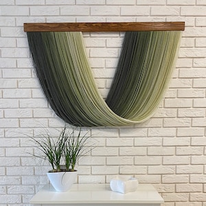 Large Extra Full Dip Dye Wall Hanging Green Dip Dye Ombre Fiber Art Yarn Wall Hanging Tapestry fringe wall decor,FREE SHIPPING WORLDWIDE