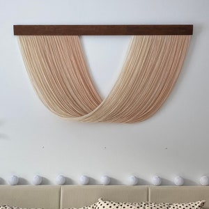 Dip Dye Tapestry Tie Dye Sandy Dip Dye Ombre Beige Wall Art Fiber Art Yarn Tan Wall Hanging Tapestry fringe wall decor Wall Art