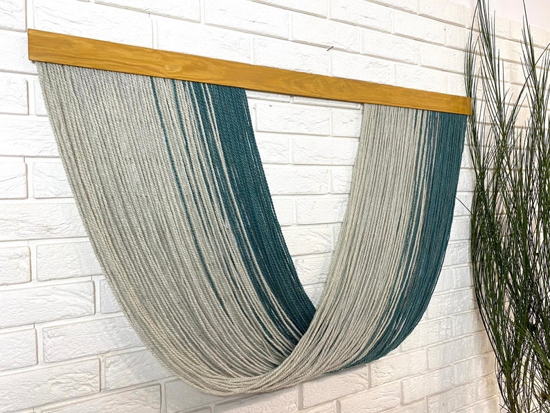 Elegantly Woven Wall Hanging Fiber art Dip Dyed or Natural Macrame Wall Decor,Wall Tapstery,Hanging Wool on Wood Macrame Wall Hanging