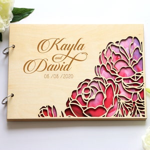 Polaroid album, Wooden Guest book, Wedding guest book, Guest book wedding, Wood guestbook, Polaroid Guest book, Wedding album, Floral book