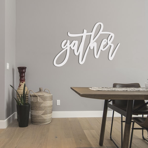 Gather Sign, Large Gather Sign, Gather Wood Sign, Large Gather Wall Sign, Gather Sign for Living room, Gather Sign for Kitchen, Wooden Sign