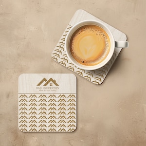 Sous-verres en bois avec logo personnalisé, Cadeaux d'entreprise personnalisés, Carte de visite en bois, Produits promotionnels, Cadeaux de marque, Sous-verres en vrac avec marque