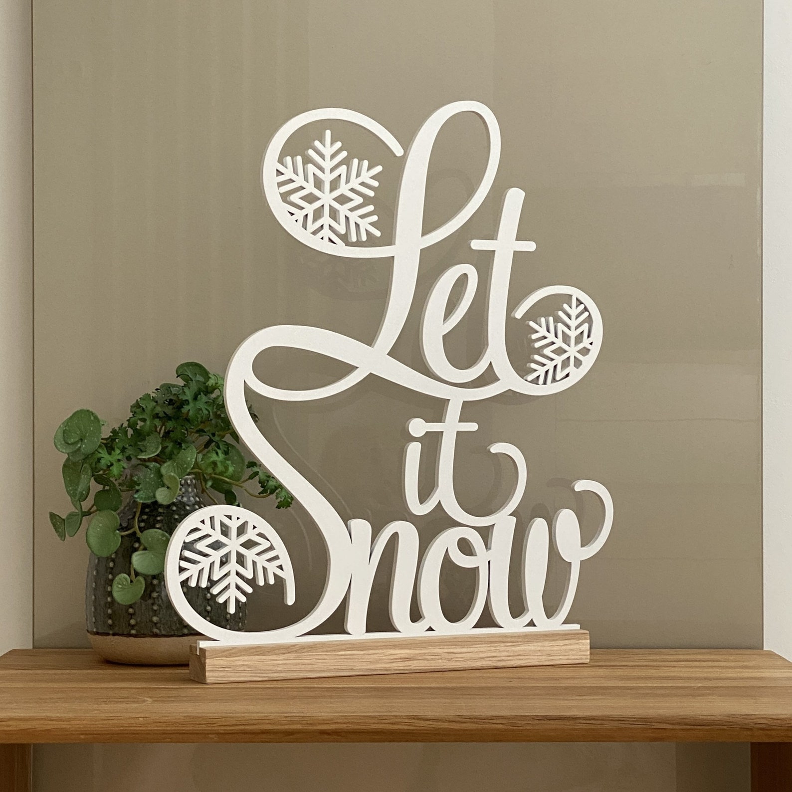 Freestanding Let It Snow Sign, Let It Snow Decor, Winter Fireplace