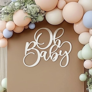 Oh Baby sign for Baby shower backdrop wall decoration, Large wooden signage photo prop and party reception centerpiece decor for boy or girl