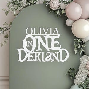 Letrero de Onederland para decoraciones de pared de fondo de primer cumpleaños, pancarta de primer cumpleaños en 3D para fotomatón de niño o niña en fiesta temática del país de las maravillas