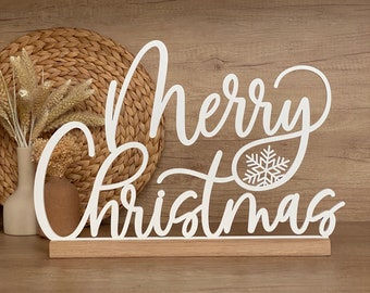 Freestanding Merry Christmas Sign, Christmas Centerpiece, Christmas Mantel Decor, Decorations for Table, Christmas Fireplace Decor