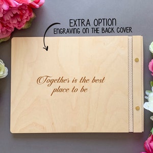 Extra option - engraving on the BACK cover (For Guest books and Photo Albums)