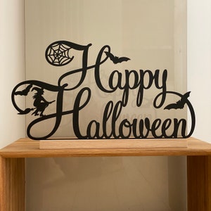 Cartello indipendente &quot;Happy Halloween&quot;, cartello di benvenuto per Halloween, cartello in legno per Halloween, cartelli &quot;Happy Halloween&quot;, decorazioni per camino e tavolo di Halloween