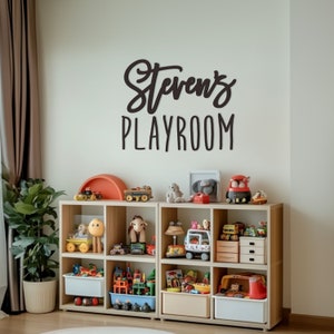 Letrero de sala de juegos personalizado para la decoración de la pared de la habitación de los niños. Letras de madera en 3D para el interior de la habitación de un bebé o una niña. Decoración con el nombre de la sala de juegos.