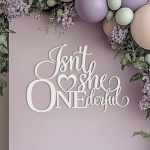 Isnt she onederful sign for 1st birthday backdrop wall decorations, First birthday wooden banner for little girl onederful party, 3D decor