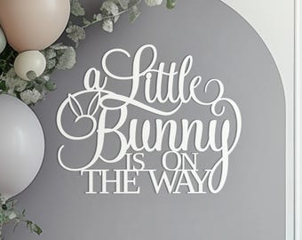 ‘A Little Bunny Is On The Way’ Baby Shower Balloon Arch Decal – Easter Rabbit Theme Wall Sticker