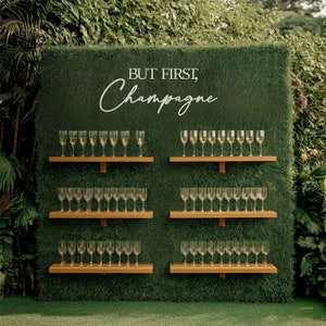 Aber zuerst Champagner-Zeichen für die Champagnerwand, Hochzeitsbar-Wandbeschilderung, großer Holzausschnitt für die Brautdusche, Laser-Cut-Schriftzug
