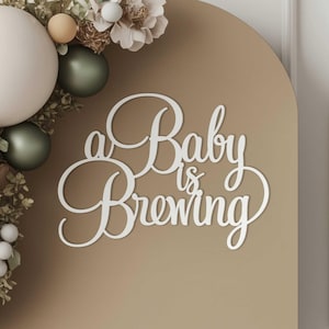 Cartello "Un bambino sta per nascere" per decorazioni murali di sfondo per baby shower, striscione decorativo in legno per centrotavola con foto a tema festa del caffè e del tè