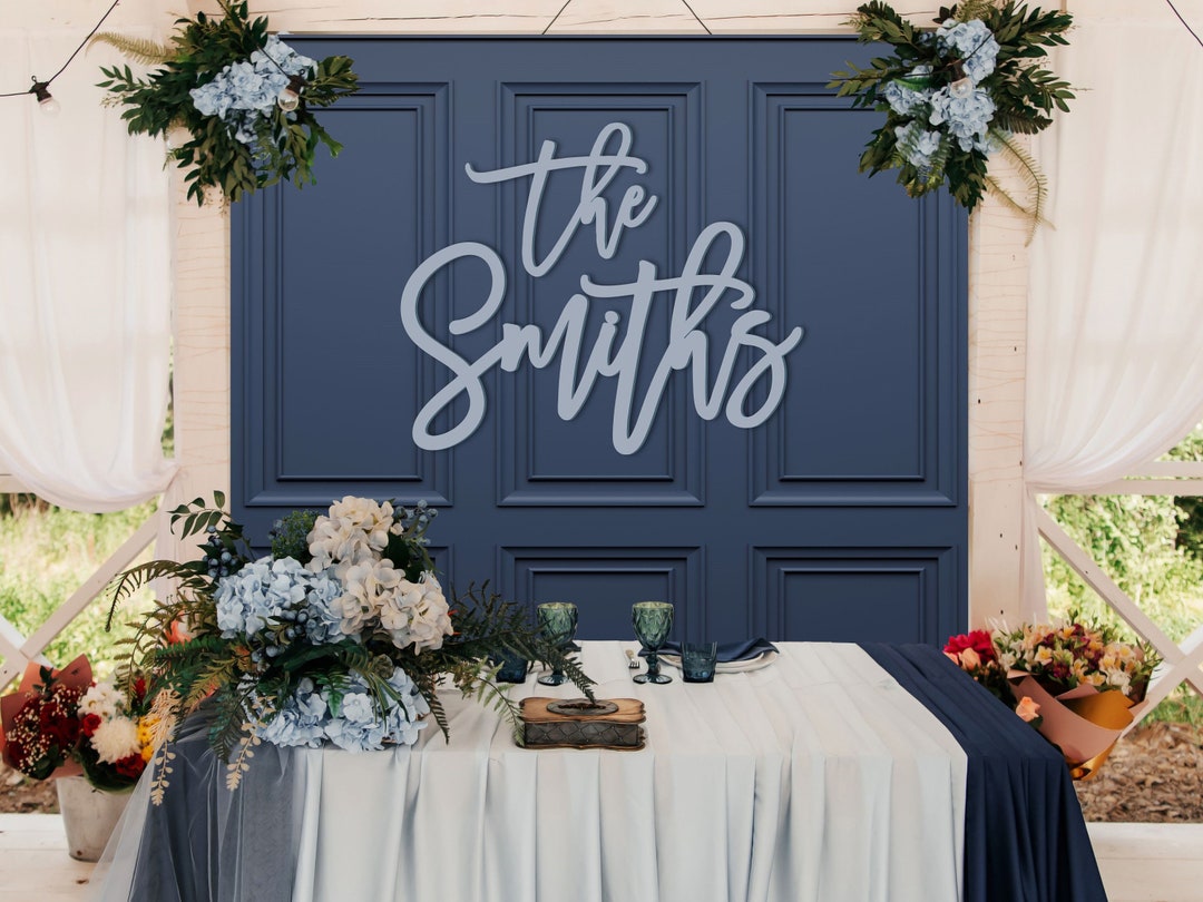Dusty Blue Wedding Decor Dusty Blue Wedding Last Name Sign Blue Wedding Sign Family Name Sign Wedding Last Name Sign Backdrop Sign Etsy UK