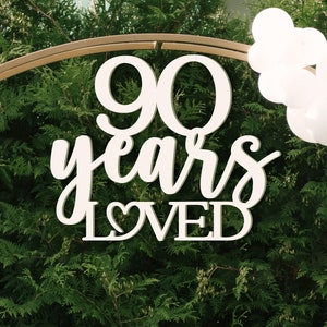 Decoraciones para el 90.° cumpleaños, 90.° cumpleaños, decoraciones de cumpleaños, 90 años de amor, pancarta de cumpleaños, letrero para el 90.° cumpleaños, letrero para fiesta de cumpleaños