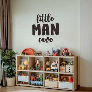 Placa de caverna de homenzinho, decoração de parede para sala de jogos de meninos, banner de madeira 3D legal para decoração de quarto de crianças, placas de área de jogos de berçário, letras para menino