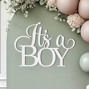 È un cartello per maschietto per l'annuncio del sesso del nascituro o per decorazioni murali di sfondo, striscioni decorativi in legno per baby shower, centrotavola per photo booth per feste