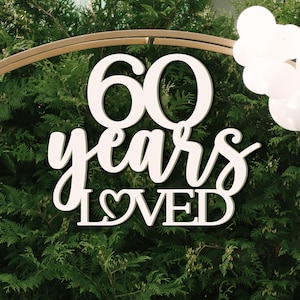 60th Birthday Decoration, 60th Birthday, 60th Birthday Decorations, 60 Years Loved, Birthday Decoration, Birthday Banner, 60th Birthday Sign