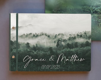 Forest Guest Book, Wedding Guest Book, Emerald Green Wedding, Green Guest Book, Emerald Guest Book, Green Guestbook, Landscape Guest Book