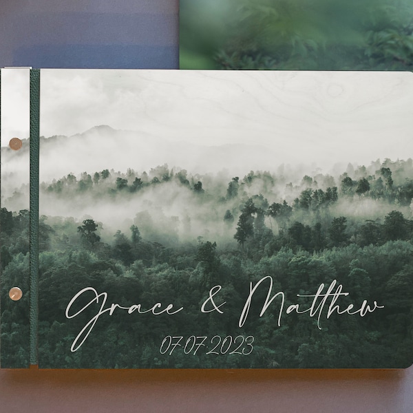 Forest Guest Book, Wedding Guest Book, Emerald Green Wedding, Green Guest Book, Emerald Guest Book, Green Guestbook, Landscape Guest Book