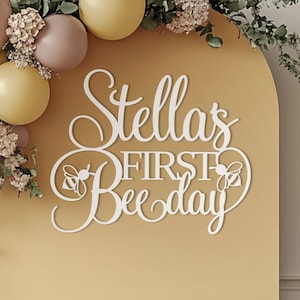 Bee-day birthday sign for first birthday backdrop wall decorations, Wooden honey bee themed banner for Boy or Girl party, Photo booth decor