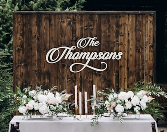 Family Name Sign Wood, Last Name Wood Sign, Wedding Last Name Sign, Personalized Last Name Sign, Calligraphy Sign, Cutout Sign