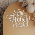 A Little Honey is on the way Sign for Baby Shower backdrop wall decorations, Large wooden Bee theme banner decor for boy or girl photo booth product logo
