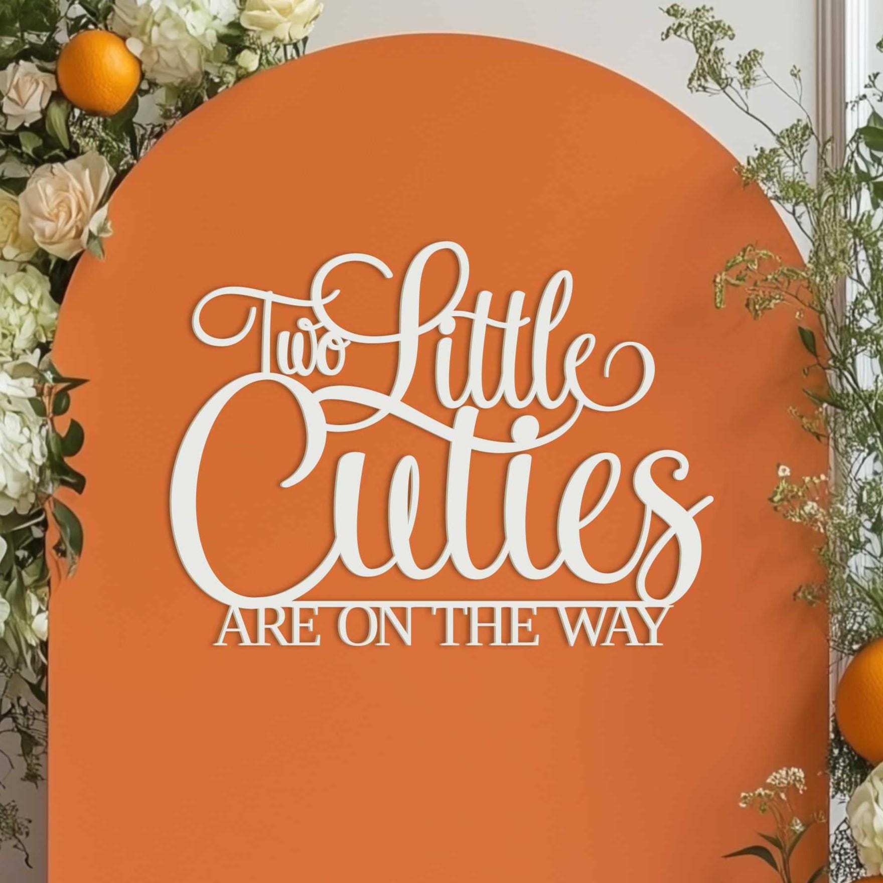 25 Einladungen Für Babyparty – Two Little Cuties, Geschlechtsneutral – Bedruckbar, Blumen-Design