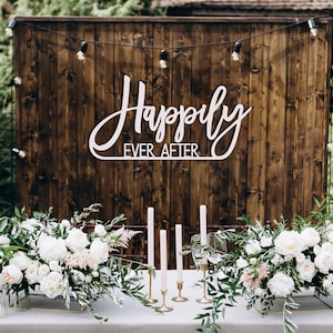 Happily Ever After Sign, Happily Ever After Wedding Sign, Wedding Reception Signs, Wedding Backdrop Sign, Happily Ever After Wood Sign
