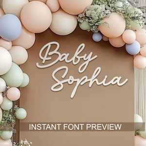 Cartello di sfondo con nome personalizzato per la decorazione del ricevimento per baby shower o festa di compleanno, cartelli con nome ritagliati in legno personalizzati per la zona foto