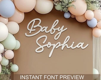 Backdrop sign with custom name for Baby Shower or Birthday party reception decoration, Personalized wooden cut out name signs for photo zone