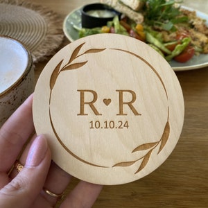Wedding favors for guests in bulk, Wooden coasters with custom engraving, Bulk wedding favors for rustic or classic wedding, Wood coasters